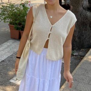 linen cream vest
